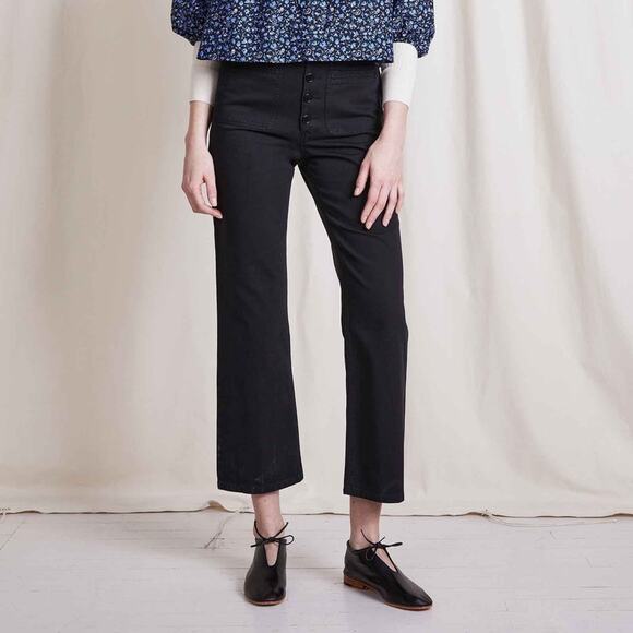 Apiece Apart Slim Marston Kick Flare Pants In Black sz 0